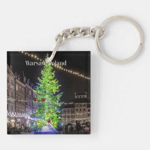 Warsaw, Poland Christmas Celebration Keychain