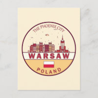 Warsaw Poland City Skyline Emblem