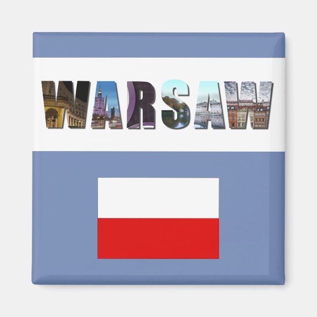 Warsaw Poland Flag Magnet (Front)