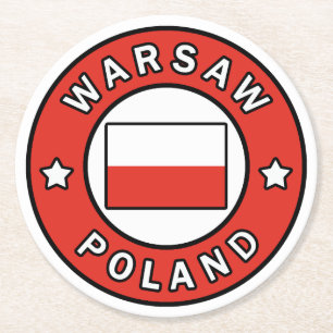 Warsaw Poland Round Paper Coaster