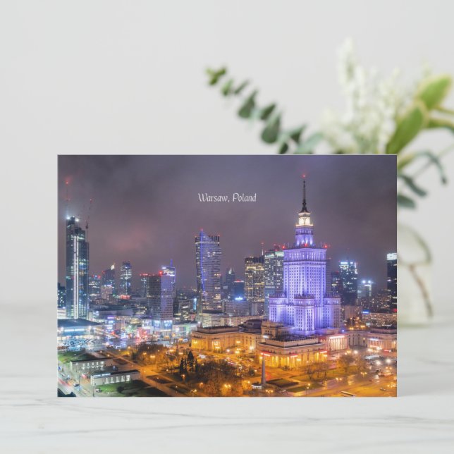 Warsaw, Poland skyline photograph, Card (Standing Front)