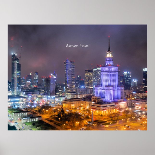Warsaw, Poland skyline photograph, Poster (Front)