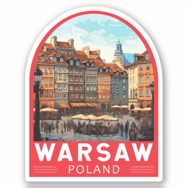 Warsaw Poland Travel Art Vintage (Front)