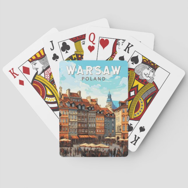 Warsaw Poland Travel Art Vintage Playing Cards (Back)