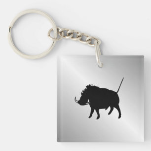 Wart Hog Silver Keychain