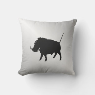 Wart Hog Silver Throw Pillow