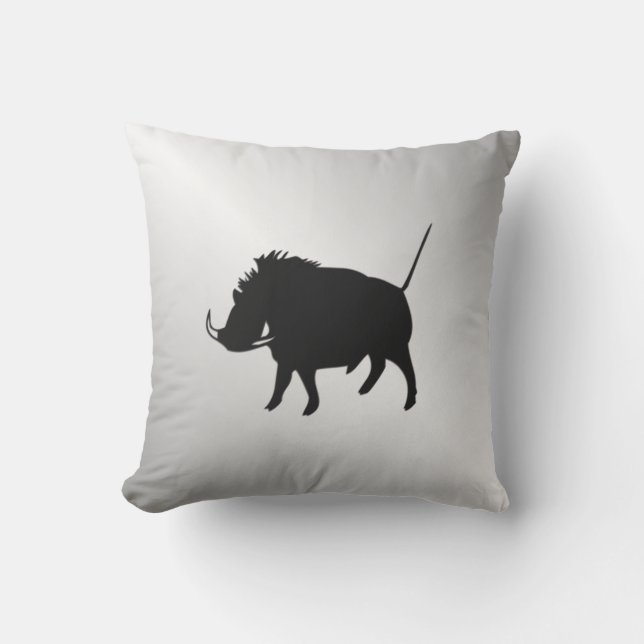 Wart Hog Silver Throw Pillow (Front)