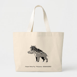 Warthog - Cool Warty Pig - Endangered animal - Large Tote Bag