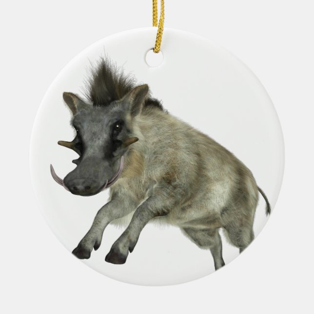 Warthog Jumping to Right Ceramic Ornament (Front)