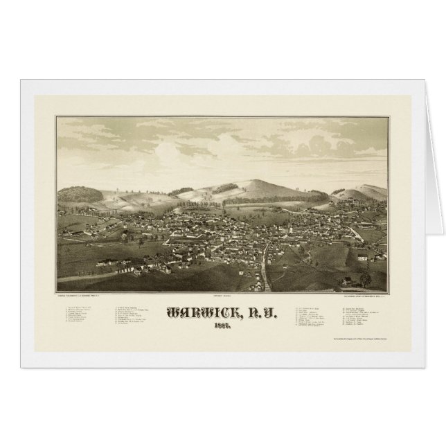 Warwick, carte panoramique de NY - 1887 (Devant horizontal)