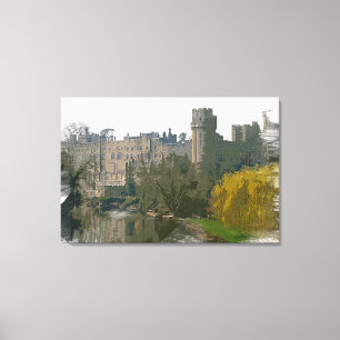 Warwick Castle Watercolor Painting Canvas Print