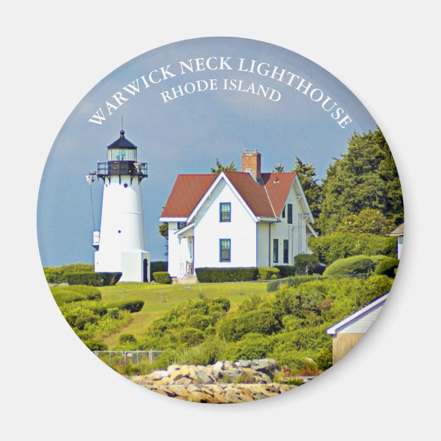 Warwick Neck Lighthouse, Rhode Island Round Magnet (Front)