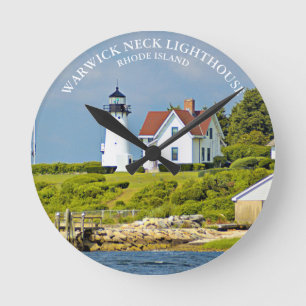 Warwick Neck Lighthouse, RI Round Wall Clock