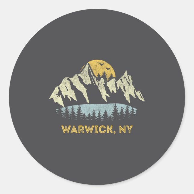 Warwick New York Mountain Sunset Sunrise Ny  Classic Round Sticker (Front)
