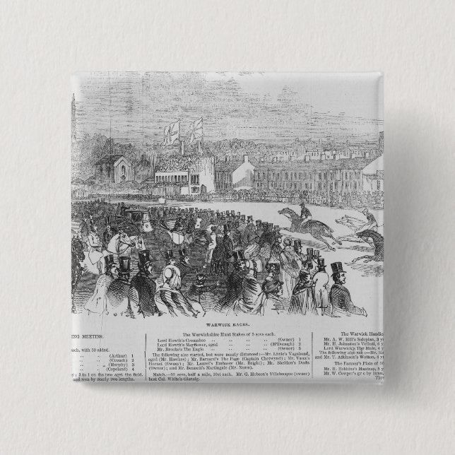 Warwick Races, from 'The Illustrated London 2 Inch Square Button (Front)