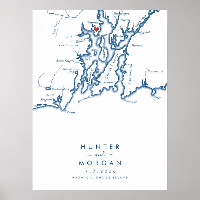 Warwick RI Wedding Modern Guest Book Poster (Front)