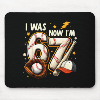 Was 6 7 birthday boy baseball funny 6 7 meme kids mouse pad