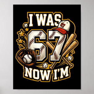 was 6 7 Birthday Boy Baseball Funny 6 7 Meme Kids Poster