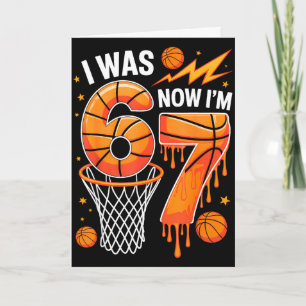Was 6 7 birthday boy basketball funny 6 7 meme tee card