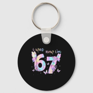 Was 6 7 birthday girl kids butterfly 7th birthday keychain