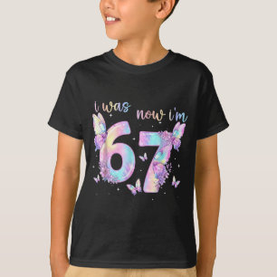 Was 6 7 birthday girl kids butterfly 7th birthday T-Shirt