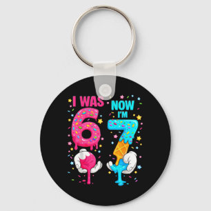 Was 6 7 Dripping Drip Ice Cream Birthday Boys Kids Keychain