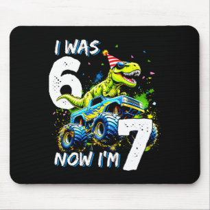 Was 6 Now I'm 7 Year Old Birthday 67 Monster Truck Mouse Pad