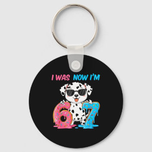 Was six seven dalmatian dog 67 meme 7th birthday keychain