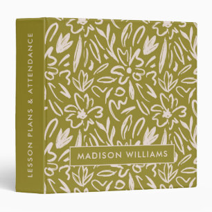 Wasabi Green Abstract Boho Pattern Teacher Planner Binder