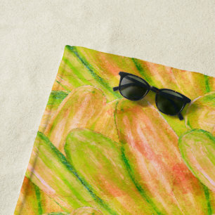Wasabi Green Earthy Art Abstract Floral Beach Towel