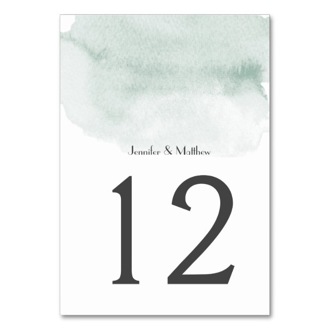 Wasabi Green Watercolor Wash | Table Number (Front)