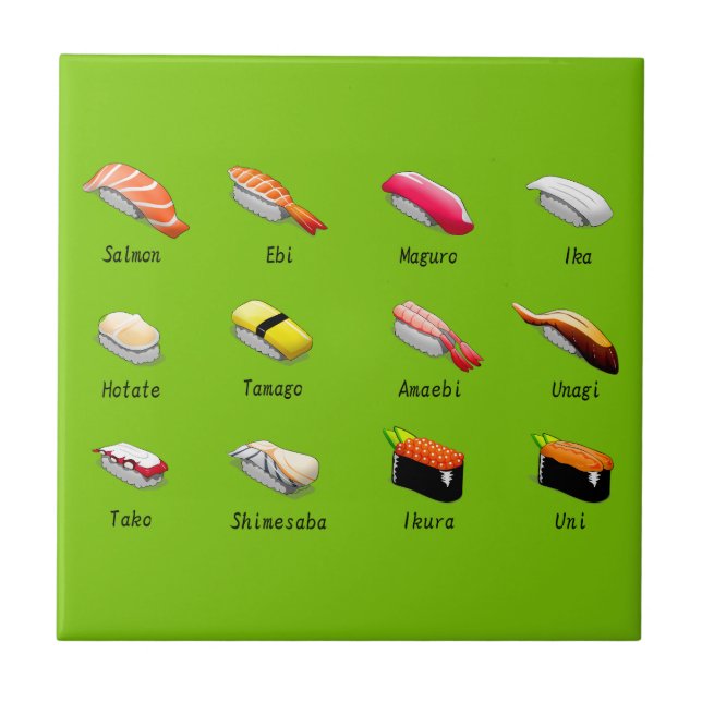 Wasabi sushi Japanese cute food Tile (Front)