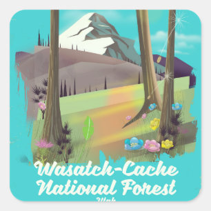 Wasatch-Cache National Forest Utah vacation poster Square Sticker