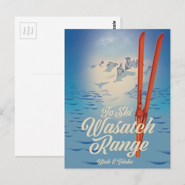 Wasatch Range Utah & Idaho Ski poster Postcard (Front/Back)