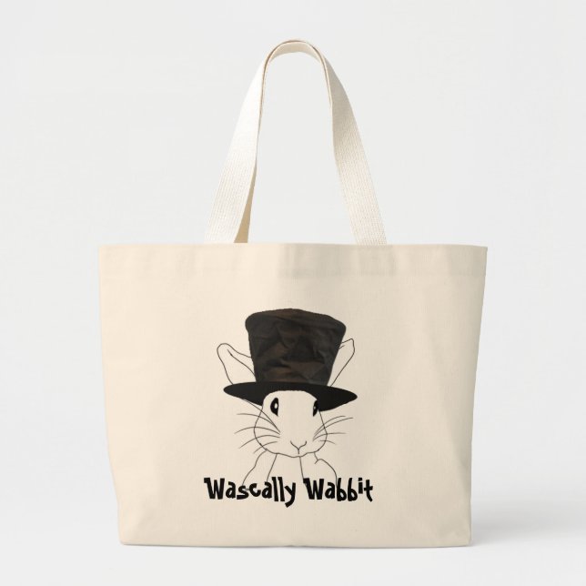 Wascally Wabbit Custom Text Double Sided Large Tote Bag (Front)