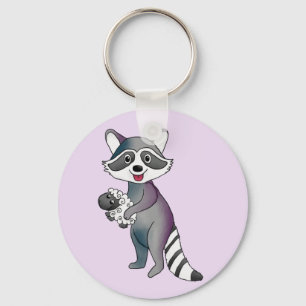 Waschbär mit Schäfchen Keychain