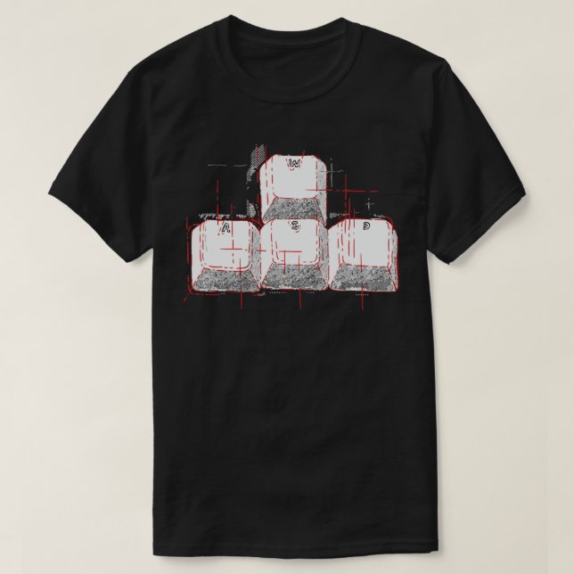 WASD Keys Computer Gaming  PC Gamer  T-Shirt (Design Front)