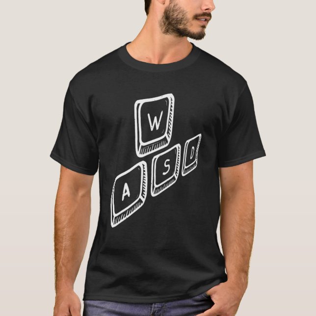 WASD PC Video Gamer Gaming keyboard Desktop Pc T-Shirt (Front)