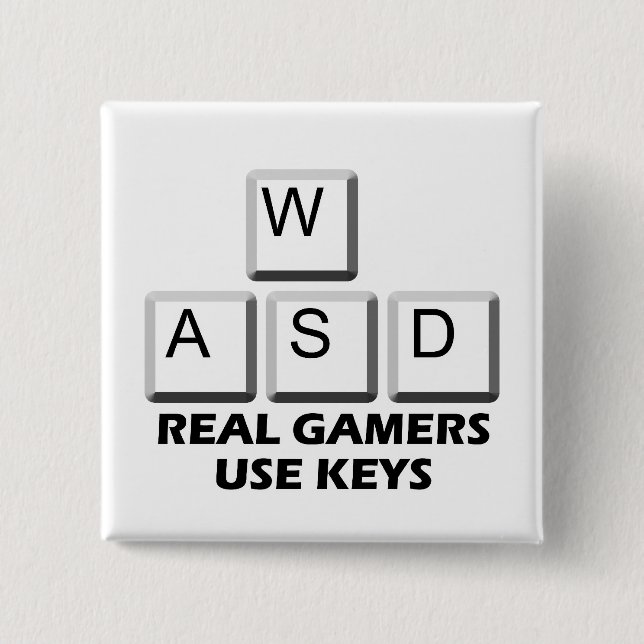 WASD - Real Gamers Use Keys 2 Inch Square Button (Front)