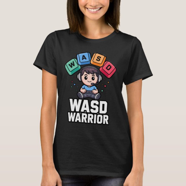 WASD Warrior PC Gamer Tshirts for Gaming (Front)