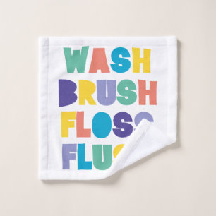WASH BRUSH FLOSS FLUSH BATH TOWEL SET