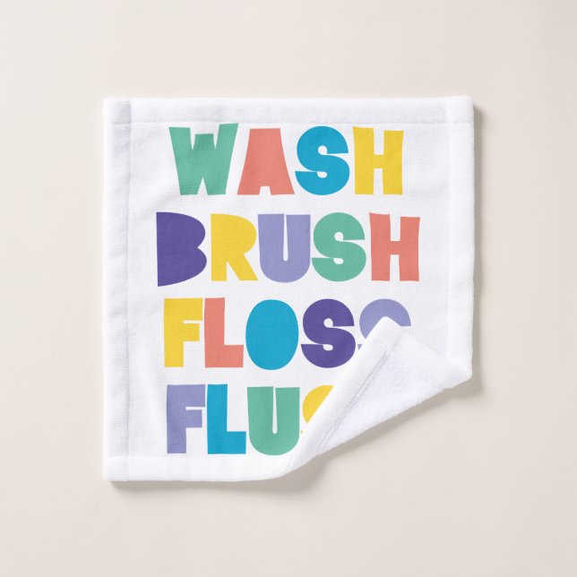 WASH BRUSH FLOSS FLUSH BATH TOWEL SET (Wash Cloth)