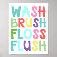 Wash Brush Floss Flush Kids Bathroom