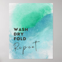 Wash Dry Fold Repeat Laundry Watercolor