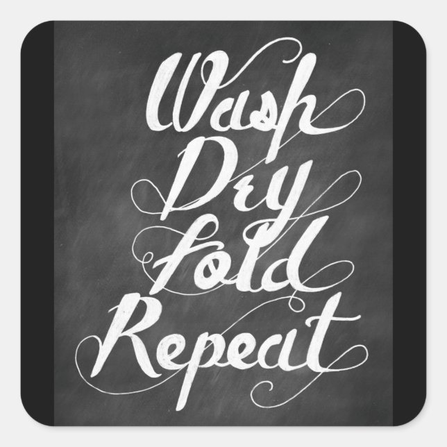 Wash Dry Fold Repeat Square Sticker (Front)
