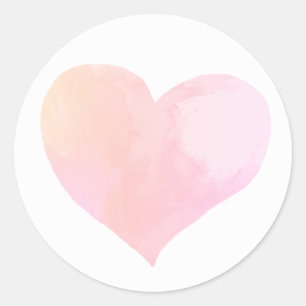 wash pink watercolor heart  classic round sticker