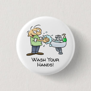 Wash Your Hands Cartoon 1 Inch Round Button