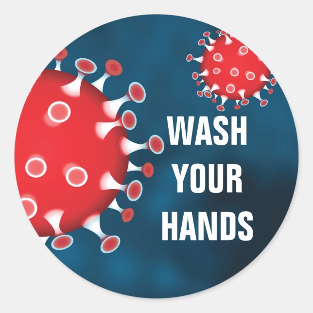 Wash Your Hands Classic Round Sticker (Front)