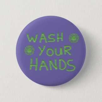 Wash Your Hands Germ Virus Text 2 Inch Round Button