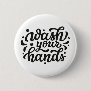 Wash Your Hands Lettering 2 Inch Round Button